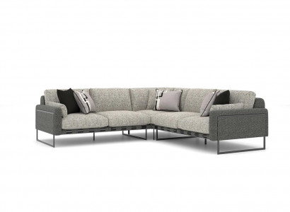  Luxus Grau Sofa L-Form Modern Eck Garnitur Design Wohnzimmer Textil Neu